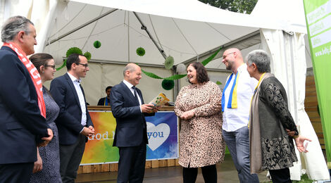Olaf Scholz besucht beim Katholikentag 2022 den BDKJ